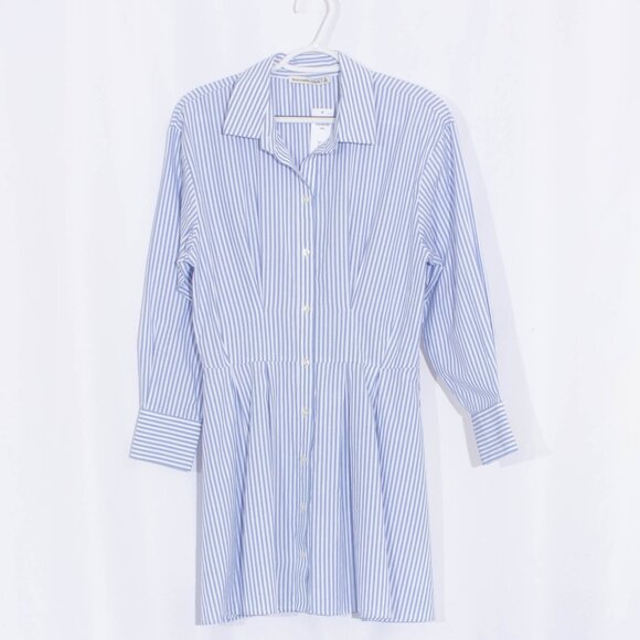 NWT ABERCROMBIE & FITCH Striped Pleated Long Sleeve Shirt Dress Size S - Picture 2 of 7